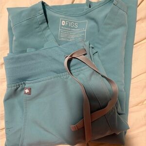 Figs Teal Scrub Set S top/ XS P joggers